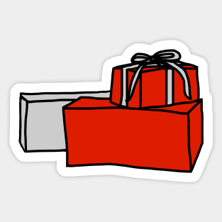 Two Red Gift boxes One Silver Gift Box for Christmas Sticker